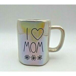 Rae Dunn LL I HEART MOM With Flowers Mug Iridescent. NEW